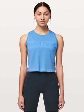 Lululemon Breeze By Muscle Crop Tank Blue M/L